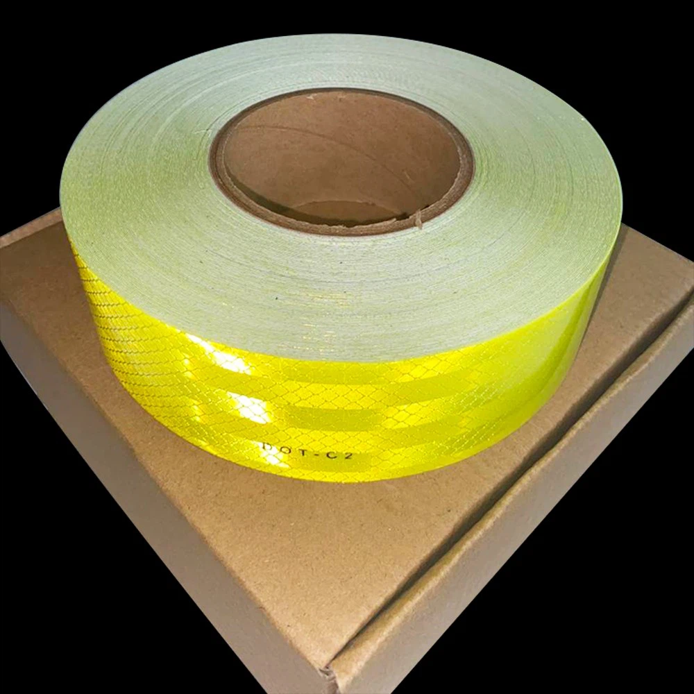Customized Adhesive High Visibility Waterproof Fluorescent Yellow Reflective Tape For Truck Trailers 1 Customized Adhesive High Visibility Waterproof Fluorescent Yellow Reflective Tape For Truck Trailers 1
