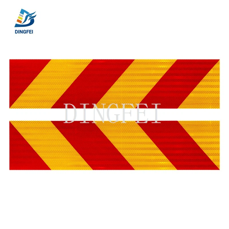 Red And Yellow Striped Caution Road Sign