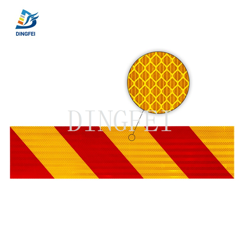 Red And Yellow Striped Caution Road Sign