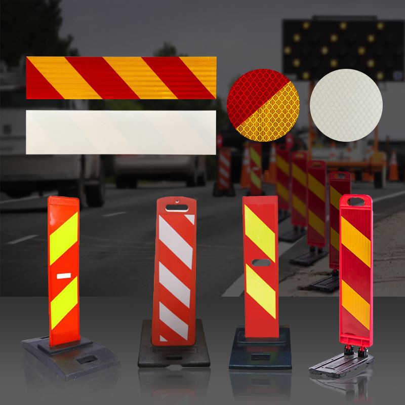 Oprezni prometni znak s crvenim i žutim prugama