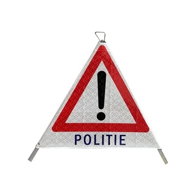Politie Crveno bijeli reflektirajući znak upozorenja na sklopivi tronožac